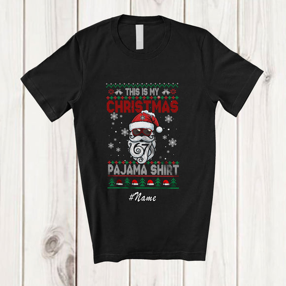 MacnyStore - Personalized Custom Name This Is My Christmas 6-7 Pajama Shirt; Awesome Christmas Sweater Santa Bearded Face T-Shirt