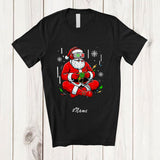 MacnyStore - Personalized Custom Name Santa Playing Video Game; Amusing Christmas X-mas Gamer Nerd T-Shirt