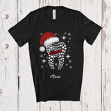 MacnyStore - Personalized Custom Name Merry Christmas; Humorous Santa Tooth Shape; Dental Squad Dentist T-Shirt