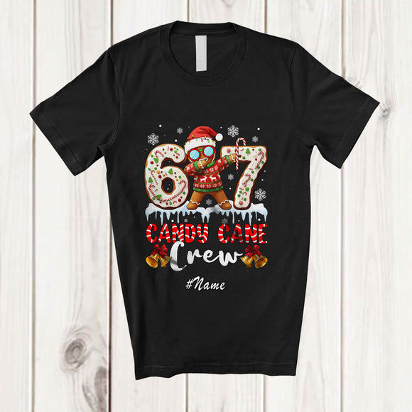 MacnyStore - Personalized Custom Name Candy Cane Crew; Joyful Christmas Dabbing Gingerbread 67 T-Shirt