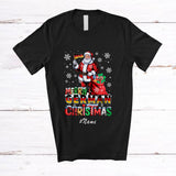 MacnyStore - Personalized Custom Name Merry German Christmas; Lovely Santa German Flag Snow; Family T-Shirt