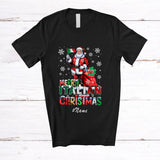 MacnyStore - Personalized Custom Name Merry Italian Christmas; Lovely Santa Italian Flag Snow; Family T-Shirt
