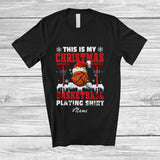 MacnyStore - Personalized Custom Name My Christmas Basketball Playing Shirt; Joyful Sport Player Santa T-Shirt