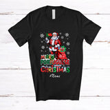 MacnyStore - Personalized Custom Name Merry Portuguese Christmas; Lovely Santa Portuguese Flag; Family T-Shirt