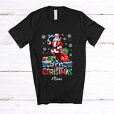 MacnyStore - Personalized Custom Name Merry Scottish Christmas; Lovely Santa Scottish Flag Snow; Family T-Shirt