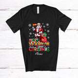 MacnyStore - Personalized Custom Name Merry Spanish Christmas; Lovely Santa Spaniard Flag; Family T-Shirt