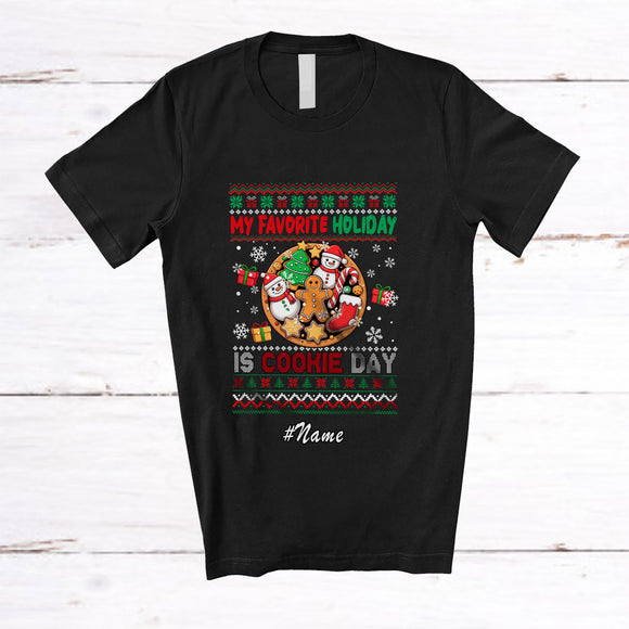 MacnyStore - Personalized Custom Name Favorite Holiday Is Cookie Day; Amazing Christmas Sweater Baker T-Shirt