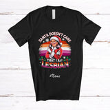 MacnyStore - Personalized Custom Name Santa Doesn't Care Lesbian; Lovely Christmas LGBTQ Pride Family T-Shirt