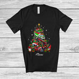 MacnyStore - Personalized Custom Name Christmas Tree Construction Vehicle; Joyful Excavator Truck Driver T-Shirt