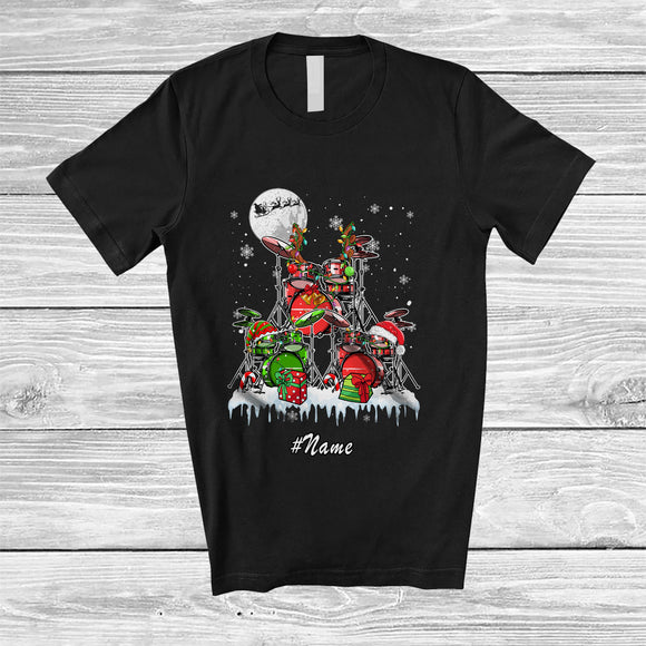 MacnyStore - Personalized Custom Name Three Santa Elf Drum; Merry Christmas Musical Instrument T-Shirt