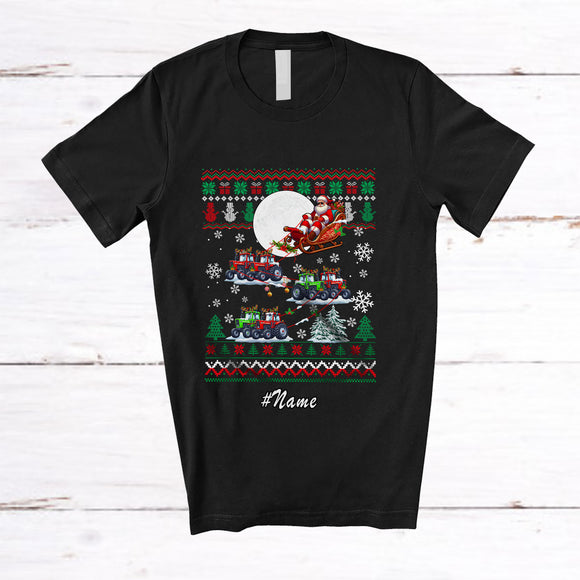 MacnyStore - Personalized Custom Name Santa Sleigh Reindeer Tractors; Amazing Sweater Driver T-Shirt