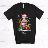 MacnyStore - Personalized Custom Name Three Santa Ferret Christmas Tree; Lovely Christmas Ferret Animal T-Shirt
