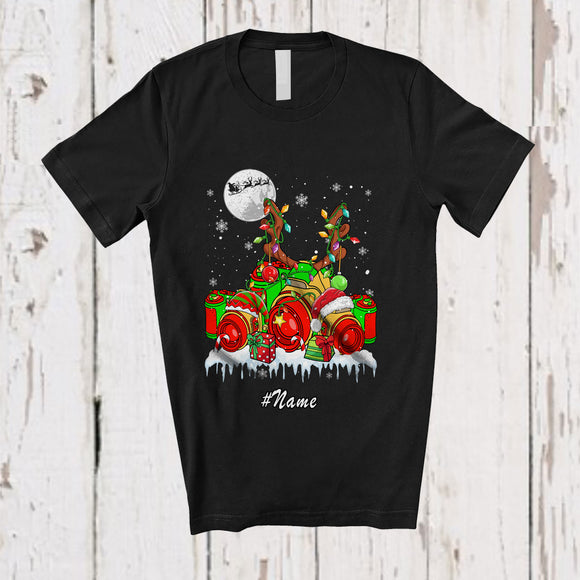 MacnyStore - Personalized Three Reindeer Elf Santa Photographer; Proud Custom Name Christmas Jobs T-Shirt