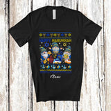 MacnyStore - Personalized Custom Name Happy Hanukkah; Amusing Chanukah Sweater Three Gnomes Gnomies T-Shirt