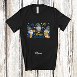 MacnyStore - Personalized Custom Name Happy Hanukkah; Amusing Chanukah Lights Three Gnomes Gnomies T-Shirt