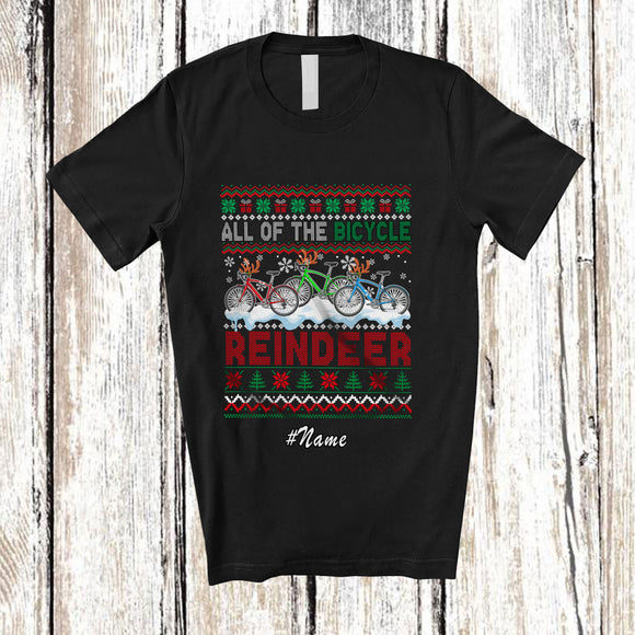 MacnyStore - Personalized Custom Name All Of The Bicycle Reindeer; Awesome Christmas Sweater Biker T-Shirt
