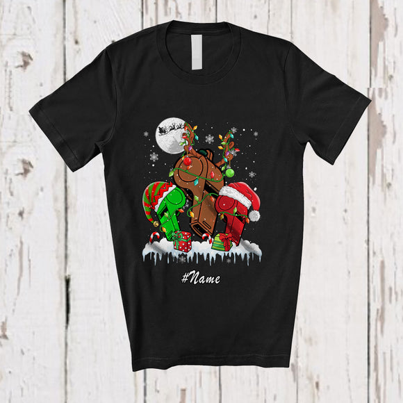 MacnyStore - Personalized Three Reindeer Elf Santa Trainer; Proud Custom Name Christmas Jobs T-Shirt