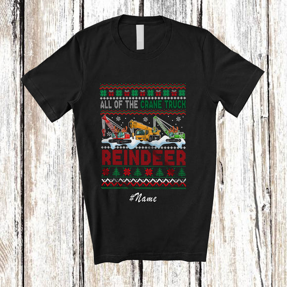 MacnyStore - Personalized Custom Name All Of The Crane Truck Reindeer; Awesome Christmas Sweater Driver T-Shirt