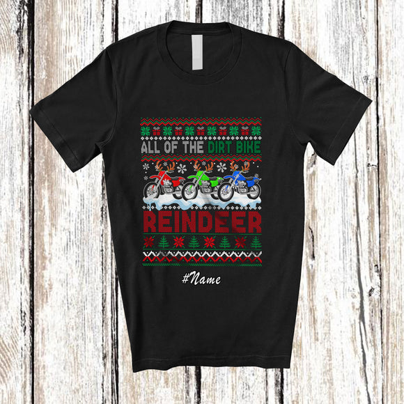 MacnyStore - Personalized Custom Name All Of The Dirt Bike Reindeer; Awesome Christmas Sweater Biker T-Shirt