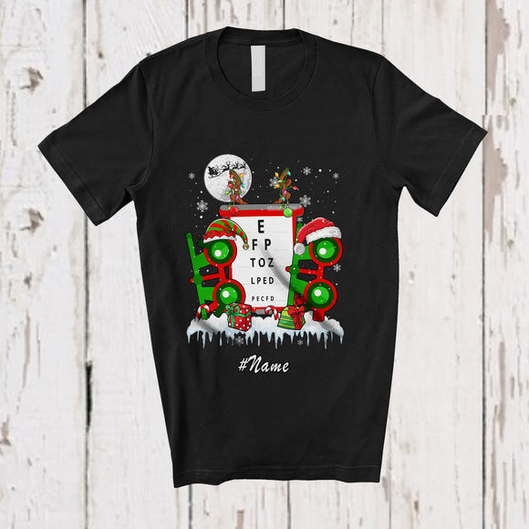 MacnyStore - Personalized Three Reindeer Elf Santa Optician; Proud Custom Name Christmas Jobs T-Shirt
