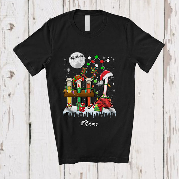 MacnyStore - Personalized Three Reindeer Elf Santa Chemist; Proud Custom Name Christmas Jobs T-Shirt