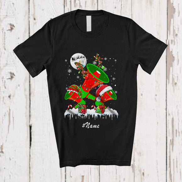 MacnyStore - Personalized Three Reindeer Elf Santa Social Worker; Proud Custom Name Christmas Jobs T-Shirt