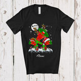 MacnyStore - Personalized Three Reindeer Elf Santa Social Worker; Proud Custom Name Christmas Jobs T-Shirt