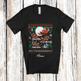 MacnyStore - Personalized Custom Name Santa Sleigh Reindeer Donkeys; Humorous Christmas Sweater Farmer T-Shirt