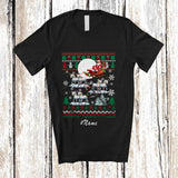 MacnyStore - Personalized Custom Name Santa Sleigh Reindeer Horses; Humorous Christmas Sweater Farmer T-Shirt