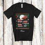 MacnyStore - Personalized Custom Name Santa Sleigh Reindeer Pigs; Humorous Christmas Sweater Farmer T-Shirt