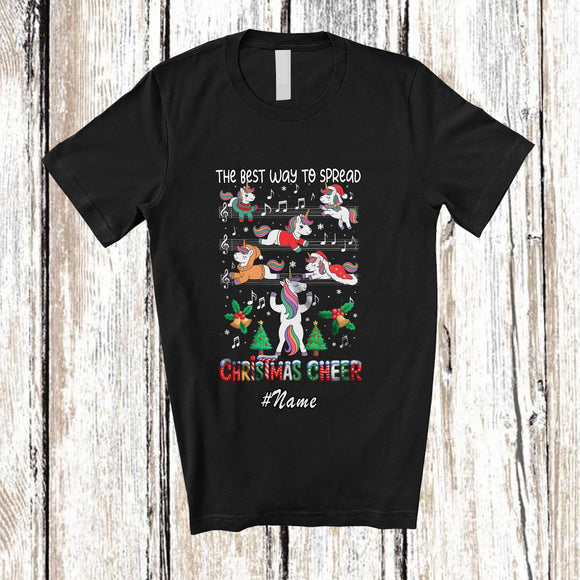 MacnyStore - Personalized Custom Name Best Way To Spread Christmas Cheer; Lovely Unicorn Music Teacher T-Shirt