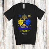MacnyStore - Personalized Custom Name This Is My Hanukkah Shirt; Lovely Chanukah Lights Dreidel Family T-Shirt