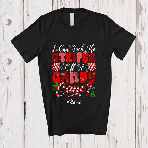 MacnyStore - Personalized Custom Name Suck The Stripes Off Candy Cane; Sarcastic Christmas Adult Naughty T-Shirt