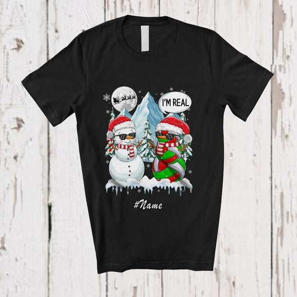 MacnyStore - Personalized Custom Name I'm Real Snowman; Humorous Christmas Volleyball Player Sport T-Shirt
