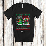 MacnyStore - Personalized Custom Name Santa Just Bring Wine; Cheerful Christmas Sweater Drunker Drinking T-Shirt
