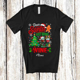 MacnyStore - Personalized Custom Name Santa Just Bring Wine; Cheerful Christmas Lights Drunker Drinking T-Shirt
