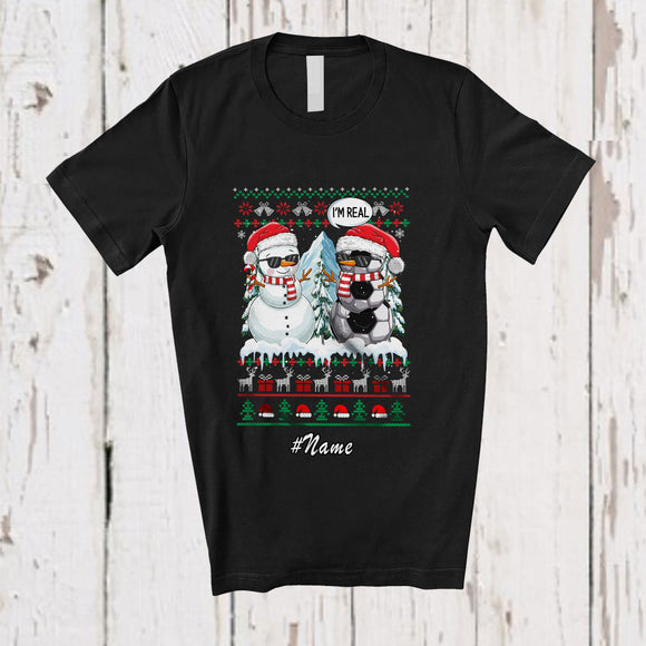 MacnyStore - Personalized Custom Name I'm Real Snowman; Humorous Christmas Sweater Soccer Player T-Shirt
