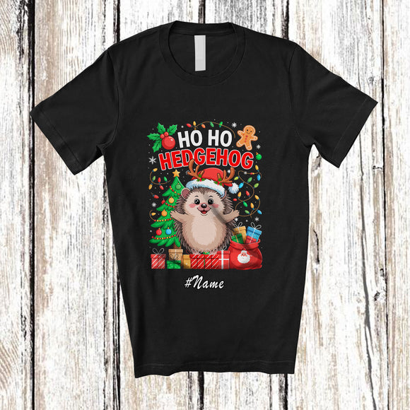 MacnyStore - Personalized Custom Name Ho2 Hedgehog; Lovely Christmas Lights Tree Hedgehog Reindeer T-Shirt