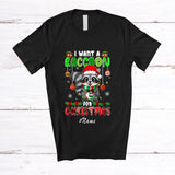MacnyStore - Personalized Custom Name I Want A Raccoon For Christmas; Lovely Raccoon Santa Animal T-Shirt