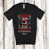 MacnyStore - Personalized Custom Name Play It Sleigh It; Joyful Christmas Sweater Santa Golf Player T-Shirt