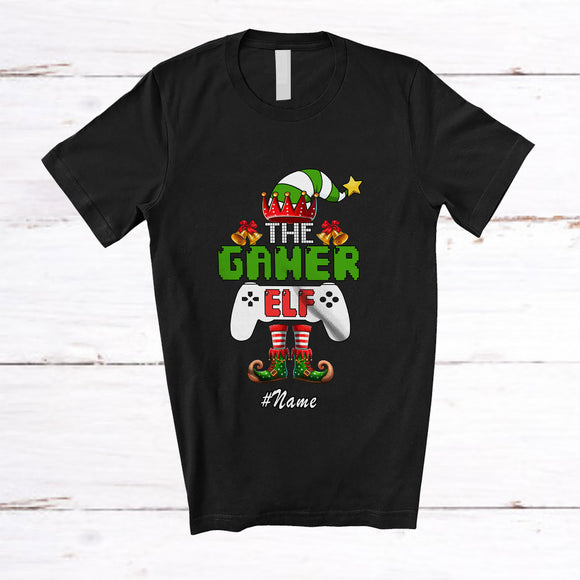 MacnyStore - Personalized Custom Name The Gamer Elf; Amusing Christmas Gaming Elf; Gamer Family T-Shirt