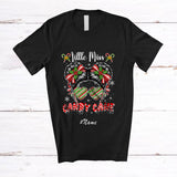 MacnyStore - Personalized Custom Name Little Miss Candy Canes; Joyful Christmas Messy Bun Girl; Family T-Shirt