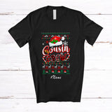 MacnyStore - Personalized Custom Name Cousin Crew; Awesome Christmas Sweater Santa Plaid Family T-Shirt
