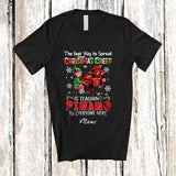 MacnyStore - Personalized Custom Name Way Spread Christmas Cheer Teaching Piano; Proud Teacher Elf T-Shirt