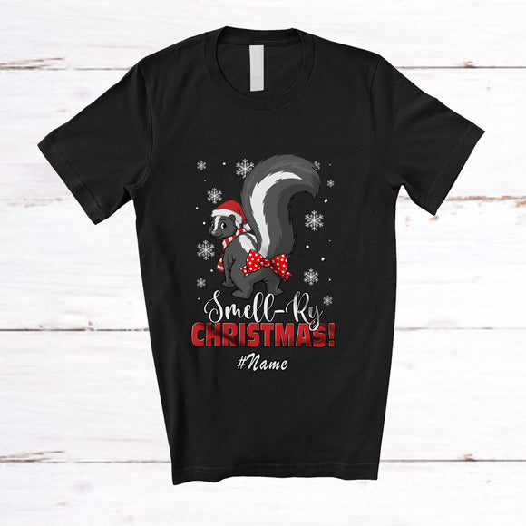 MacnyStore - Personalized Custom Name Smell-ry Christmas; Sarcastic Christmas Smell Skunk Santa Animal T-Shirt