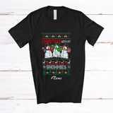 MacnyStore - Personalized Custom Name Christmas With Snowmies; Humor Christmas Sweater Three Snowman T-Shirt