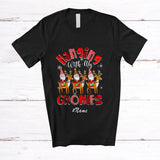 MacnyStore - Personalized Custom Name Hanging With Gnomies; Lovely Christmas Gnomes On Reindeer T-Shirt