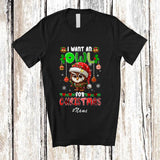 MacnyStore - Personalized Custom Name I Want An Owl For Christmas; Lovely Santa Bird X-mas Lights T-Shirt