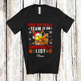 MacnyStore - Personalized Custom Name Softball Team On Santa's Naughty List; Joyful Christmas Player T-Shirt