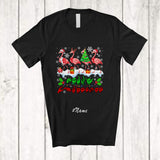 MacnyStore - Personalized Custom Name ASL Sign Language Merry Christmas; Lovely X-mas Snow Flamingo T-Shirt